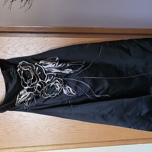 White House Black Market Y2K Strapless Black Embroidered Dress | Size 10